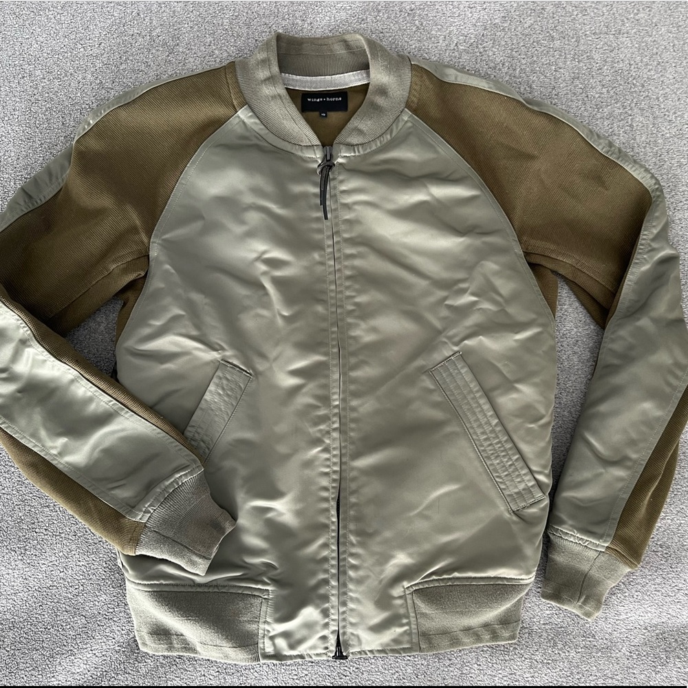 Men’s Wings + Horns Military and Light Green Bomber Jacket